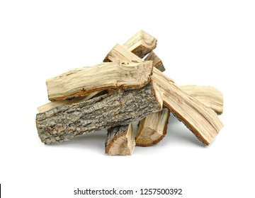 Firewood isolated on white. Oak Log Isolated on a white. Log fire wood isolated on white background with clipping path. Wooden obsolete log.