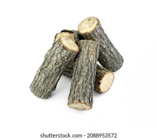 Firewood Isolated On White. Oak Log Isolated On A White. Log Fire Wood Isolated On White Background With Clipping Path. Wooden Obsolete Log.