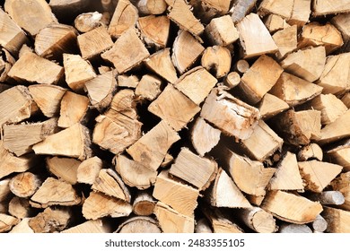 The firewood line up showing the texture from the cut side . - Powered by Shutterstock