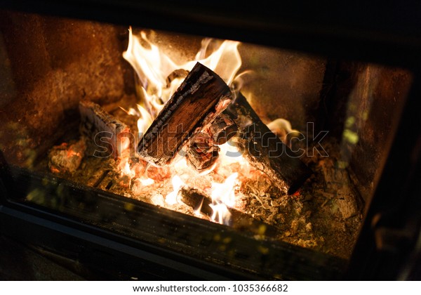 Firewood Logs Brightly Fired Burned Grill Stock Photo Edit Now