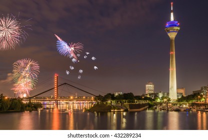 Firework In Dusseldorf At The Japanese Day. 