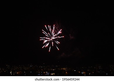 Firework explosion at night sky