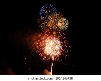 Firework Finale Explodes In Dark Background