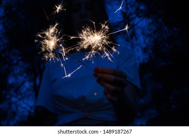 
Firework light in the darkness.
