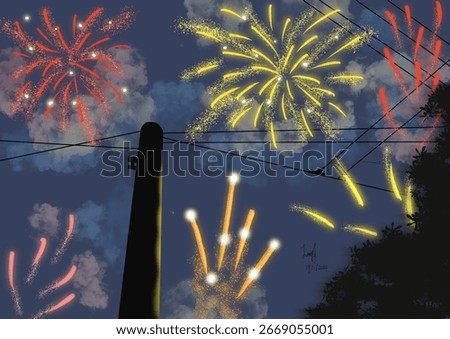 Firework natural draw use procreate app