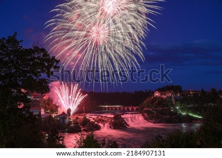 Firework over the Rhinefall on the Swiss National Day 1. August