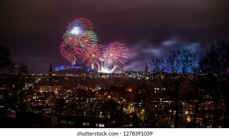 Fireworks Above Edinburgh Castle During Hogmanay, New Year's Eve