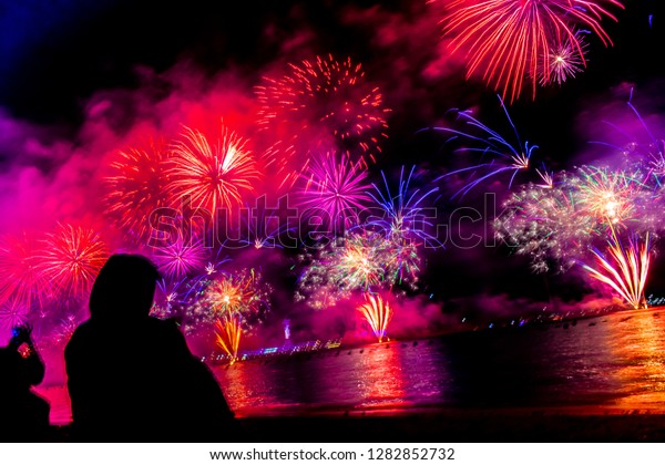Fireworks Abu Dhabi Corniche Stock Photo Edit Now 1282852732