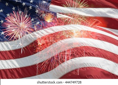 Fireworks background for Independence Day - Shutterstock ID 444749728