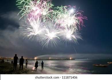 Fireworks Beach Of Forte Dei Marmi Italy