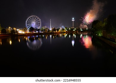 Fireworks At Beer Festival In Stuttgart To Celebrate The German Reunification