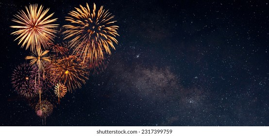 Fireworks with blur milky way background - Shutterstock ID 2317399759