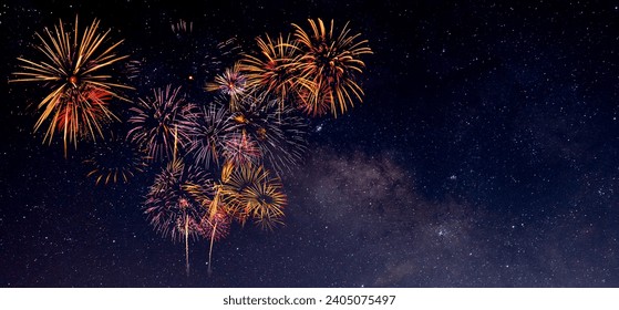 Fireworks with blur milky way background - Powered by Shutterstock