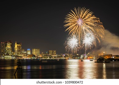 Fireworks In Boston Harbor In Celebration Of Labor Day