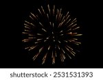 Fireworks. Colorful celebration fireworks isolated on a black sky background. From below, shot of wonderful and vivid fireworks exploding. Firework. 2024. 2025. Show. New Year. Australia. Sydney.