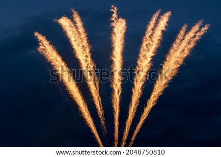 Fireworks display, long exposure, horizontal format