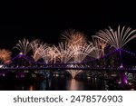 Fireworks display on the Brisbane River Story Bridge River Fire 2023