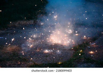 Fireworks exploding in the night