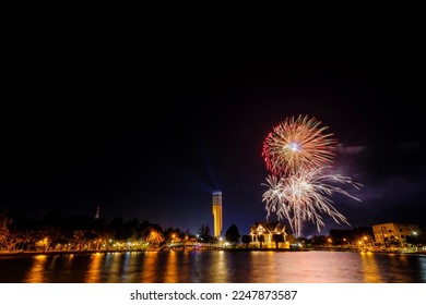 Fireworks light up the New Year's celebration sky - Shutterstock ID 2247873587
