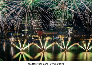 Fireworks light up the sky in Abu Dhabi during NYE 2023