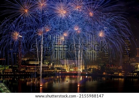 Fireworks lighting up the Al Maryah Island during the 2019 new year eve Stock photo © 