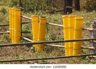 Fireworks Mortar Tubes Set Up In Field