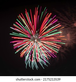 Fireworks, Multi-colored Burst In Black Sky.