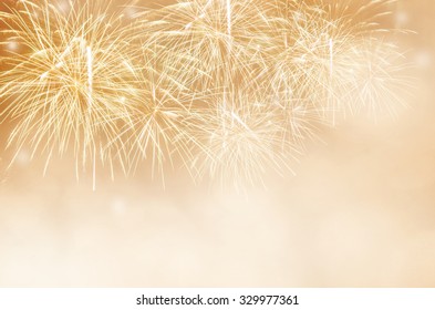 Fireworks at New Year and copy space.