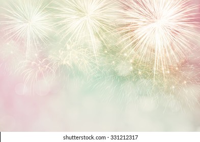 Fireworks at New Year and copy space.