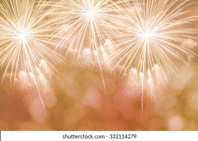 Fireworks at New Year and copy space.