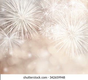 Fireworks at New Year and copy space.