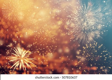 Fireworks at New Year and copy space - abstract holiday background - Shutterstock ID 507810637