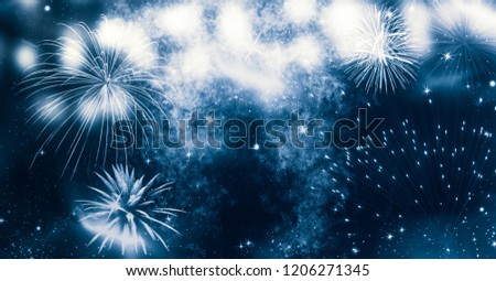 fireworks at New Year and copy space - abstract holiday background
