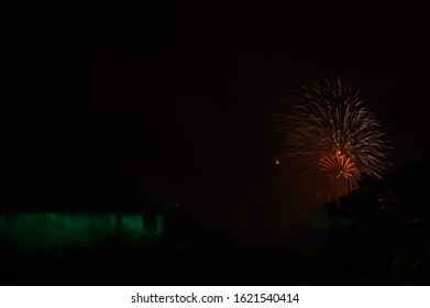 Fireworks At Niagra Falls At Night