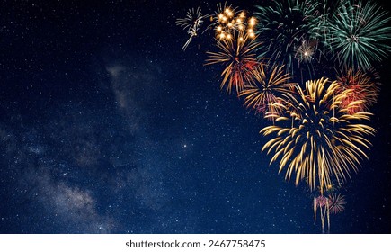 Fireworks with Night Sky Background - Powered by Shutterstock