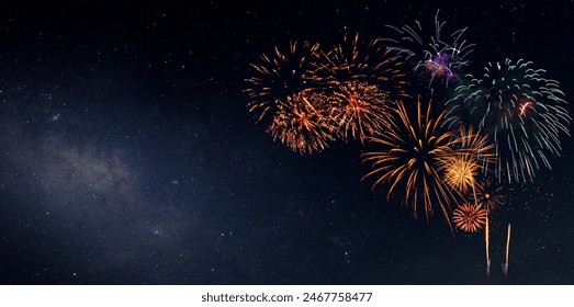 Fireworks with Night Sky Background - Powered by Shutterstock