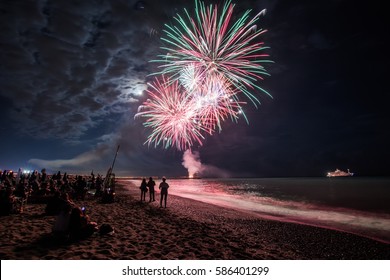 Fireworks on the sea in Forte dei Marmi