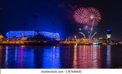 Fireworks On Yas Marina Circuit In Abu Dhabi 