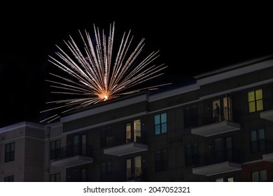 Fireworks Over An Apartment Building Near Sandy Springs.