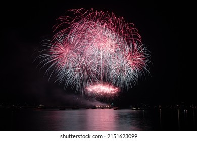The fireworks over the Barbican Harbour in Plymouth, UK