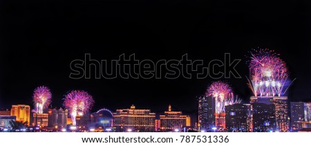Fireworks over the Las Vegas Strip.