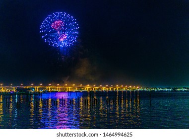 fireworks over roosevelt bridge stuart, fl