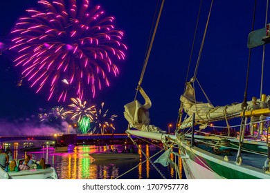 Fireworks Over The Saginaw River At The Bay City Fireworks Festival.