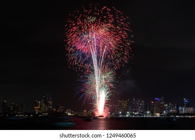Fireworks at pattaya city, Chonburi, Thailand