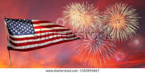 Fireworks Setting Off Sunset Background Flying Stock Photo 1583896867 ...