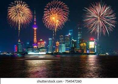 Fireworks in Shanghai, China celebration National Day of the People's Republic of China. - Powered by Shutterstock