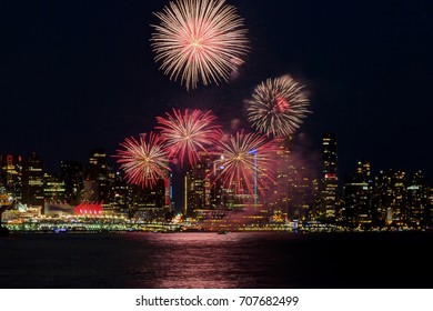 Fireworks With Vancouver City Centre In The Background On Canada Day 2017