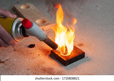 Firing A Wooden Candlestick With A Manual Gas Burner, Craft Wooden Products Shou Sugi Ban