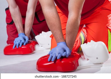 First aid course on white isolated background