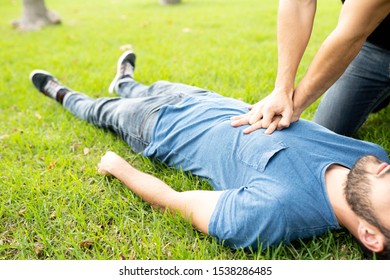 First Aid Emergency CPR rcp on Heart Attack Man , Resuscitation cardiopulmonary